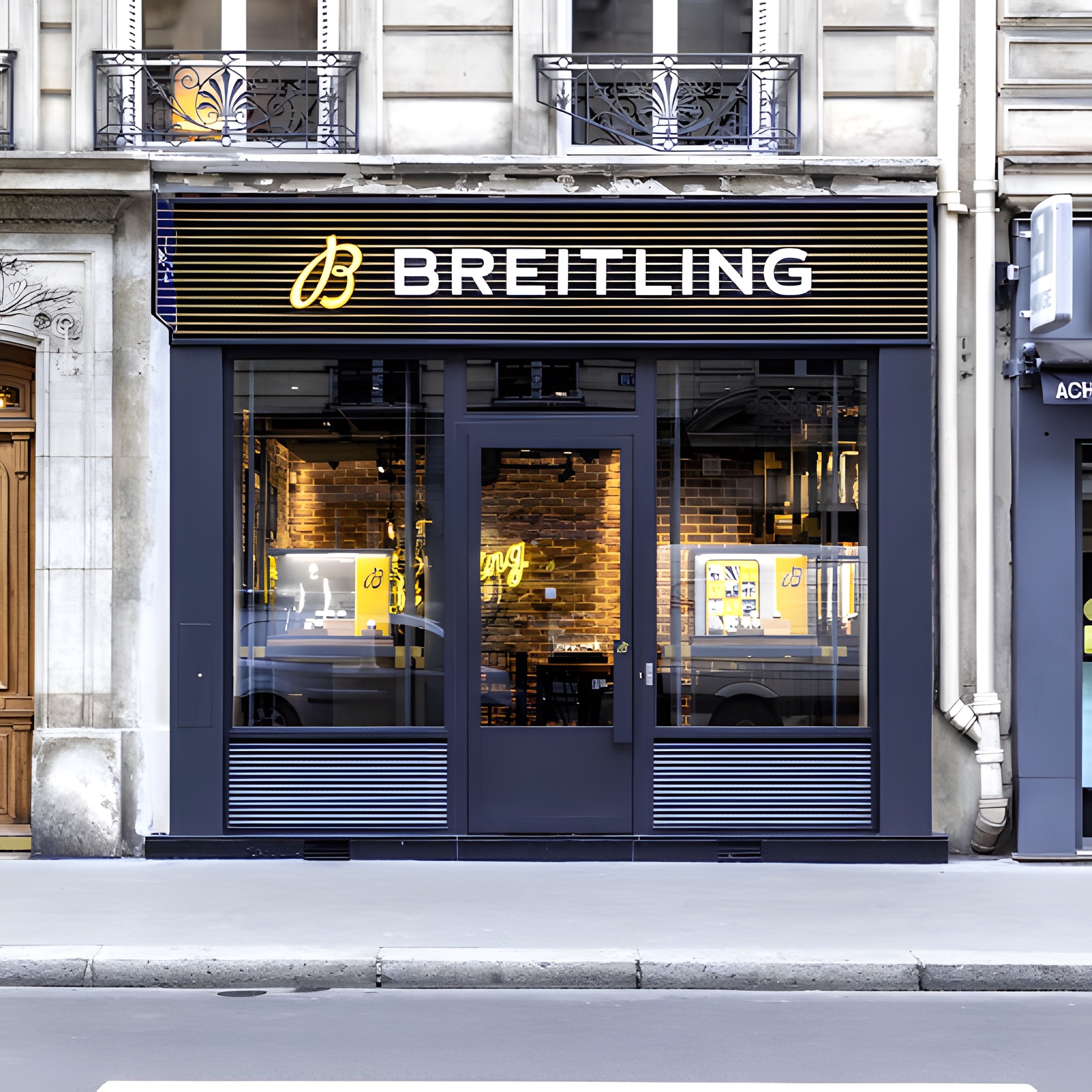 Façade de la boutique Breitling, rue de Rennes à Paris
